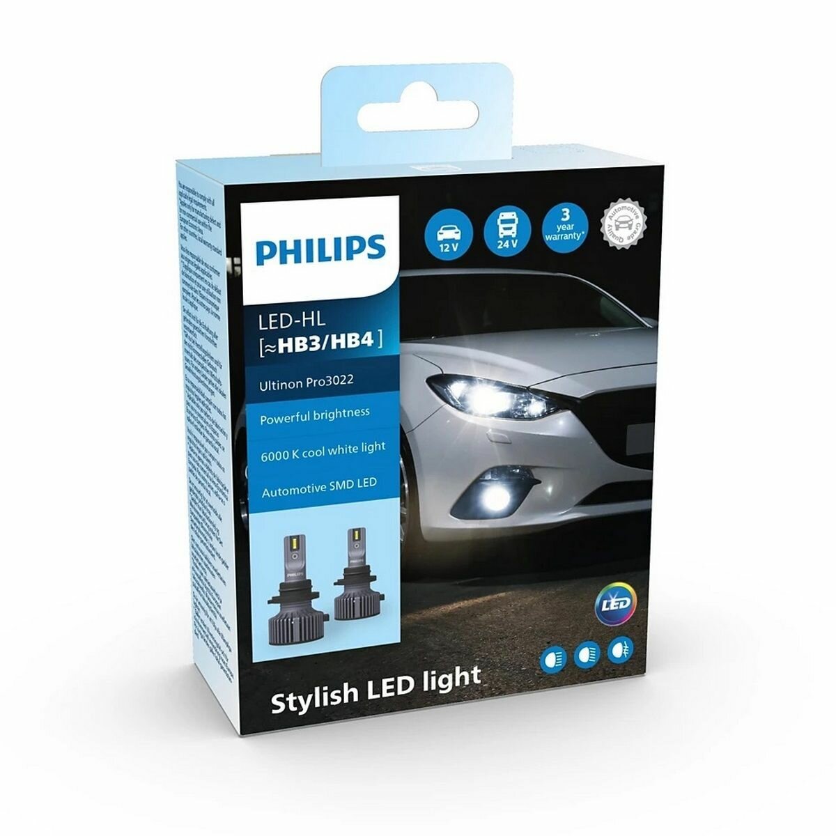 Комплект ламп светодиодных головного света HB3/HB4 P20d/P22d 6000K Ultinon Pro3022 LED Philips 11005U3022X2