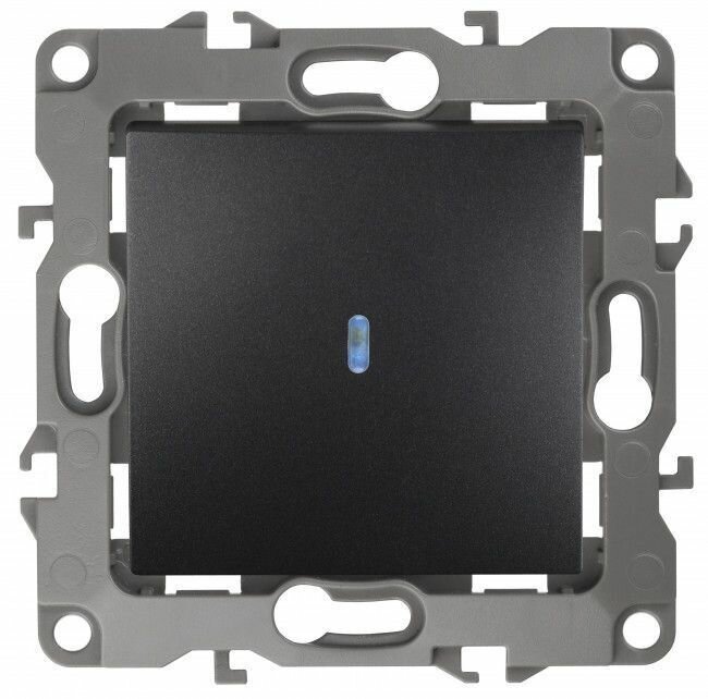 Выключатель одноклавишный с индикатором Эра антрацит 10А (в рамку).