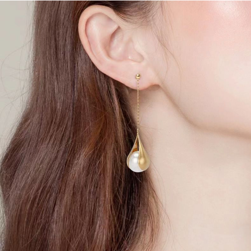 Серьги Стайл Групп, размер 90 мм, бежевый