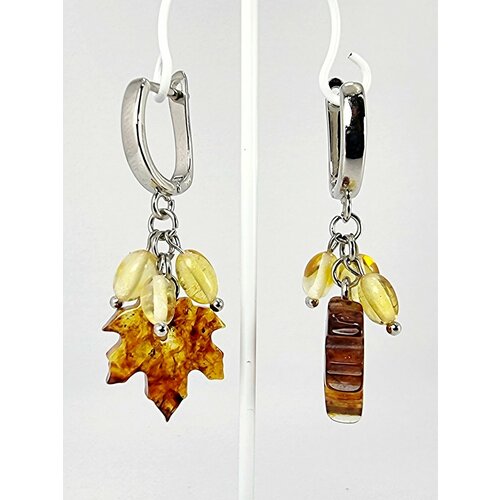 Серьги Янтарная Радуга, янтарь, размер 41 мм