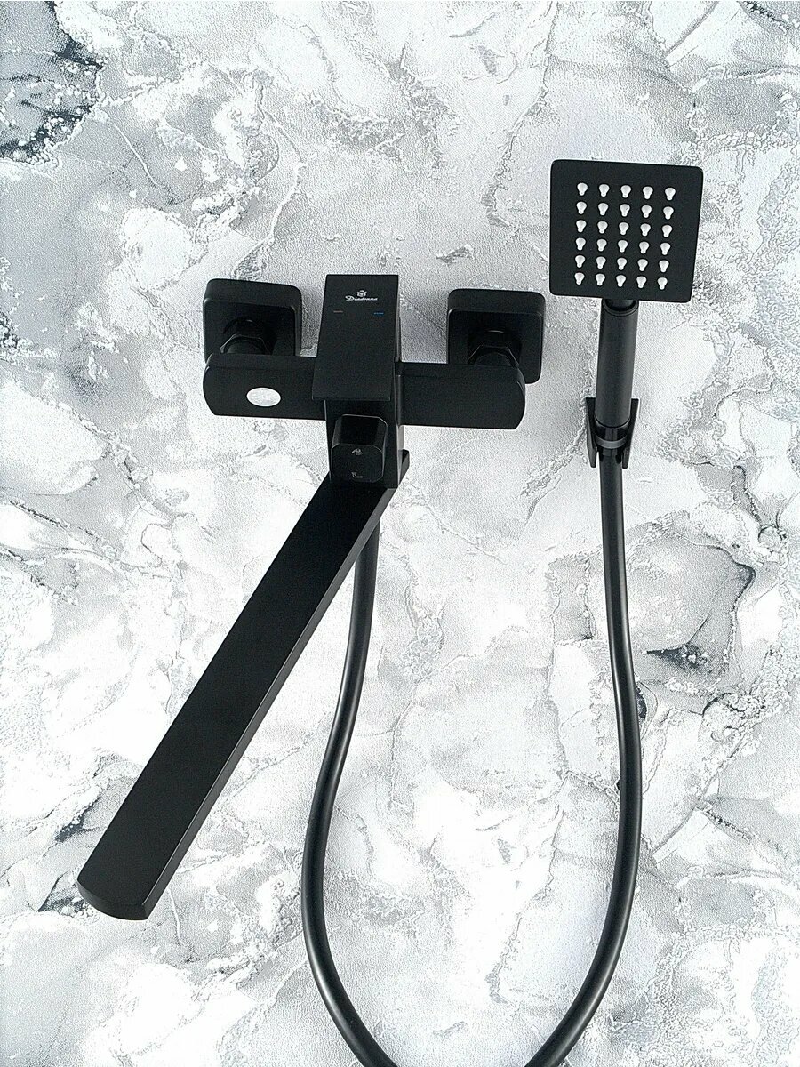 Смеситель для ванны Diadonna с длинным изливом, нержавеющая сталь, черный — фото 1