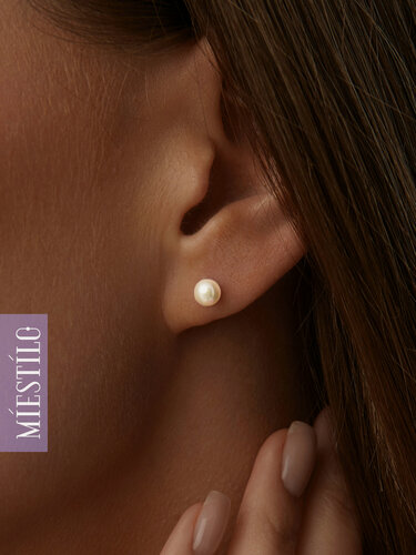 Изображение товара Серьги пусеты, серебро, 925 проба, родирование, жемчуг