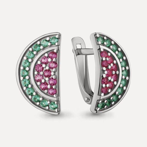 Изображение товара Серьги, серебро, 925 проба, родирование, изумруд синтетический, корунд