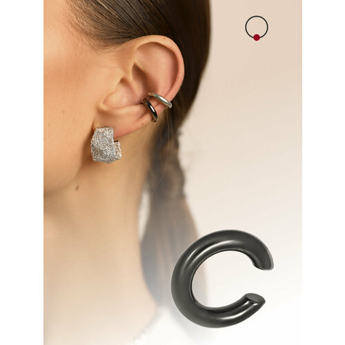 Моносерьга Kalinka modern story, размер 3 мм, графит