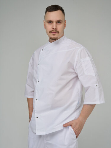 Изображение товара Китель поварской мужской вилан, белый, размер 52-54, рост 170-176, ткань Тиси