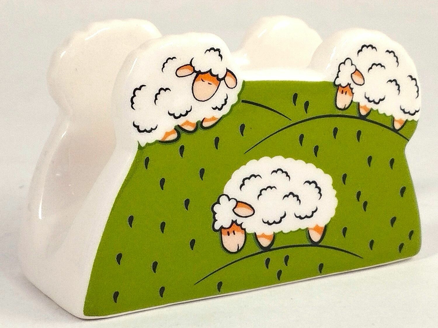 Подставка для салфеток, салфетница керамическая овечки на лугу