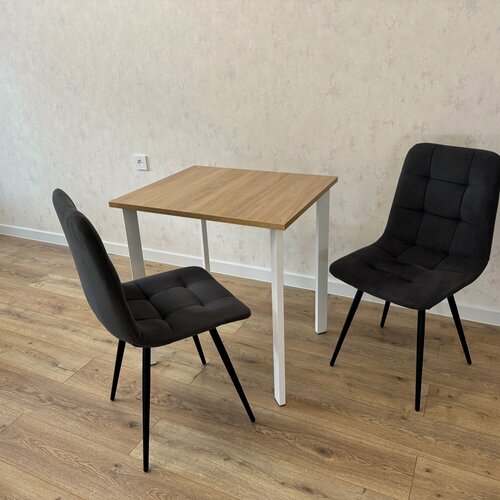 Изображение товара Кухонный стол 80*80 см. Дуб Сонома. Белые ножки. 22 мм Столешница