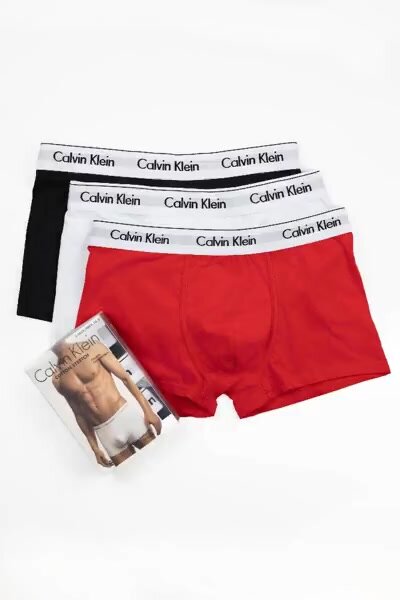Трусы CALVIN KLEIN, комплект из 3 шт., размер 48, черно-красный — фото 1