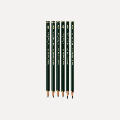 Изображение товара Набор чернографитных карандашей Faber-Castell 9000 (НВ-8B, заточенные) метал. коробка, 6шт. (119063)