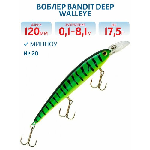 Воблер BANDIT DEEP WALLEYE, 120 мм, 17,5 гр, цвет 20