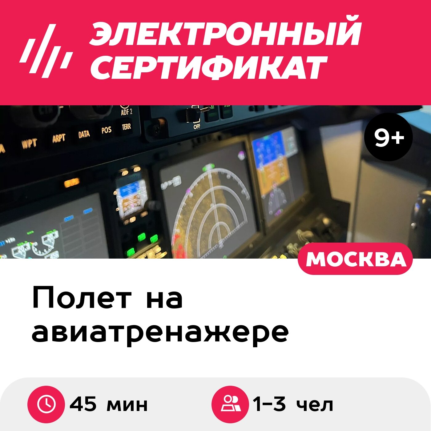 Подарочный сертификат Полет на авиатренажере Boeing 737 MAX, 45 мин, 1-3 чел, будние дни