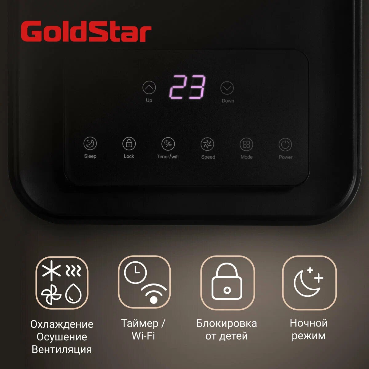 Кондиционер GoldStar GSPC-07TB/N6, мобильный, Wi-Fi, пульт ДУ, A класс — фото 1