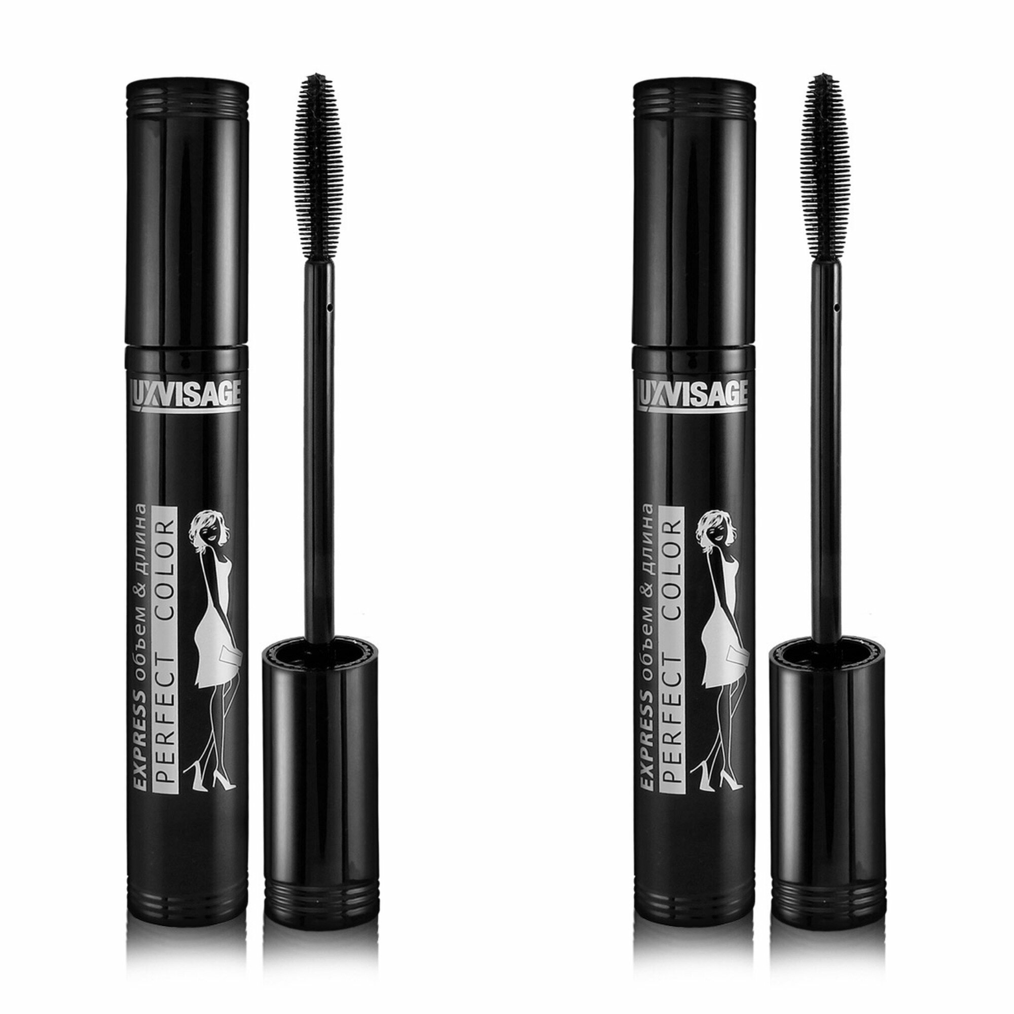 Тушь для ресниц Luxvisage, Perfect Color, объем и длина, черная, 10 г, 2 шт