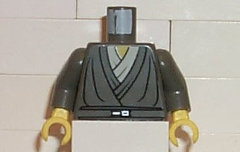 Torso SW Layered Shirt, White Undershirt, Silver Buckle Pattern / Dark Gray Arms / Yellow Hands, 973px215c01 Dark Gray U