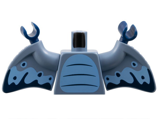 Torso Bright Light Blue Stomach with 3 Dark Blue Curved Lines Pattern / Sand Blue Arms with Wings, Pterodactyl with Bright Light Blue and Dark Blue Markings Pattern / Dark Blue Hands, 973pb5907c01 Sand Blue N