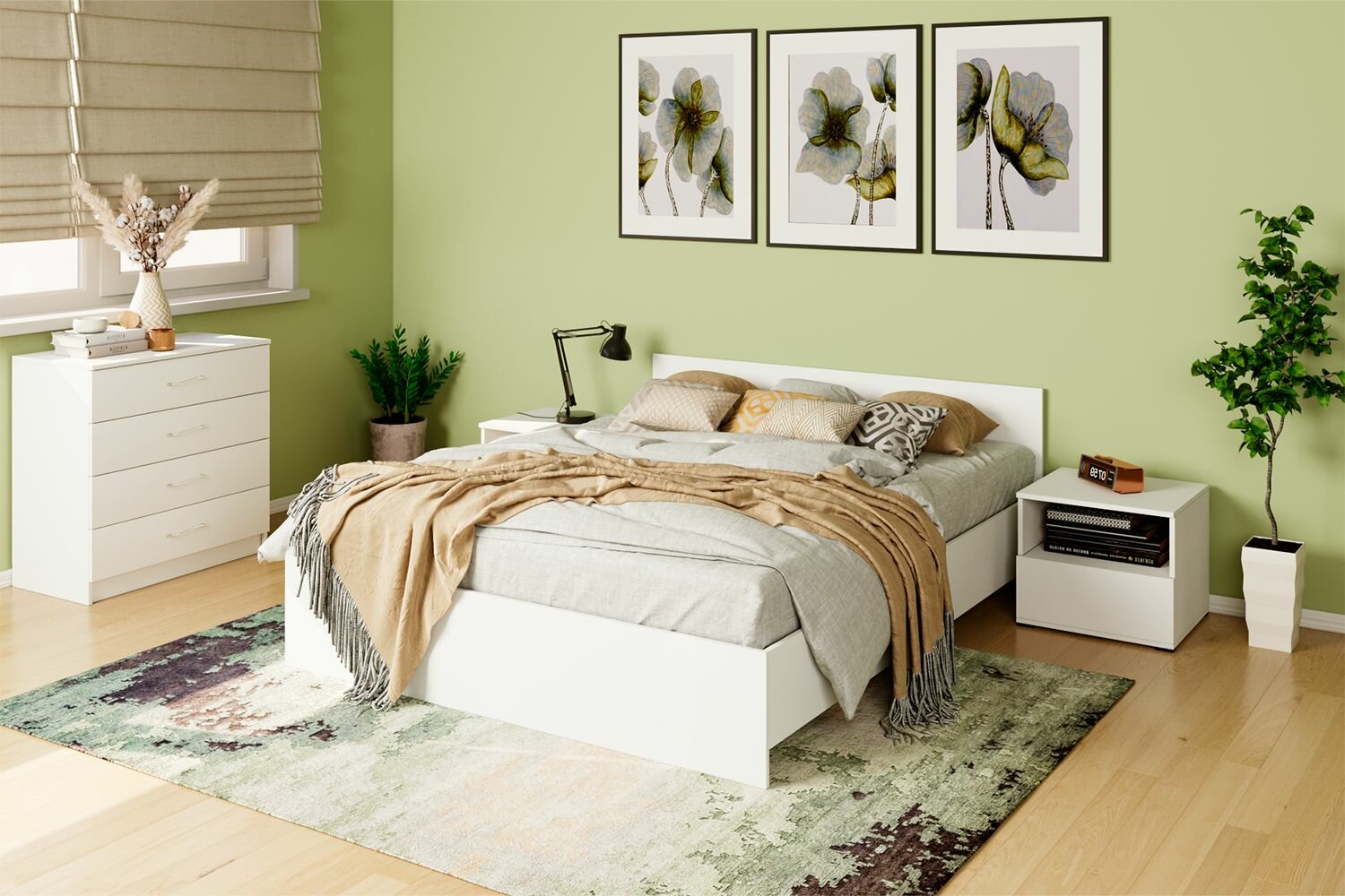 Кровать двуспальная Монблан 160х200 см Белый шагрень 1 шт.