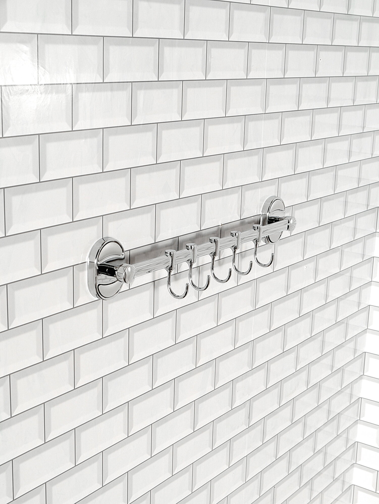 Держатель для полотенец Potato P2914-5, с четырьмя крючками, серебристый, металл — фото 1