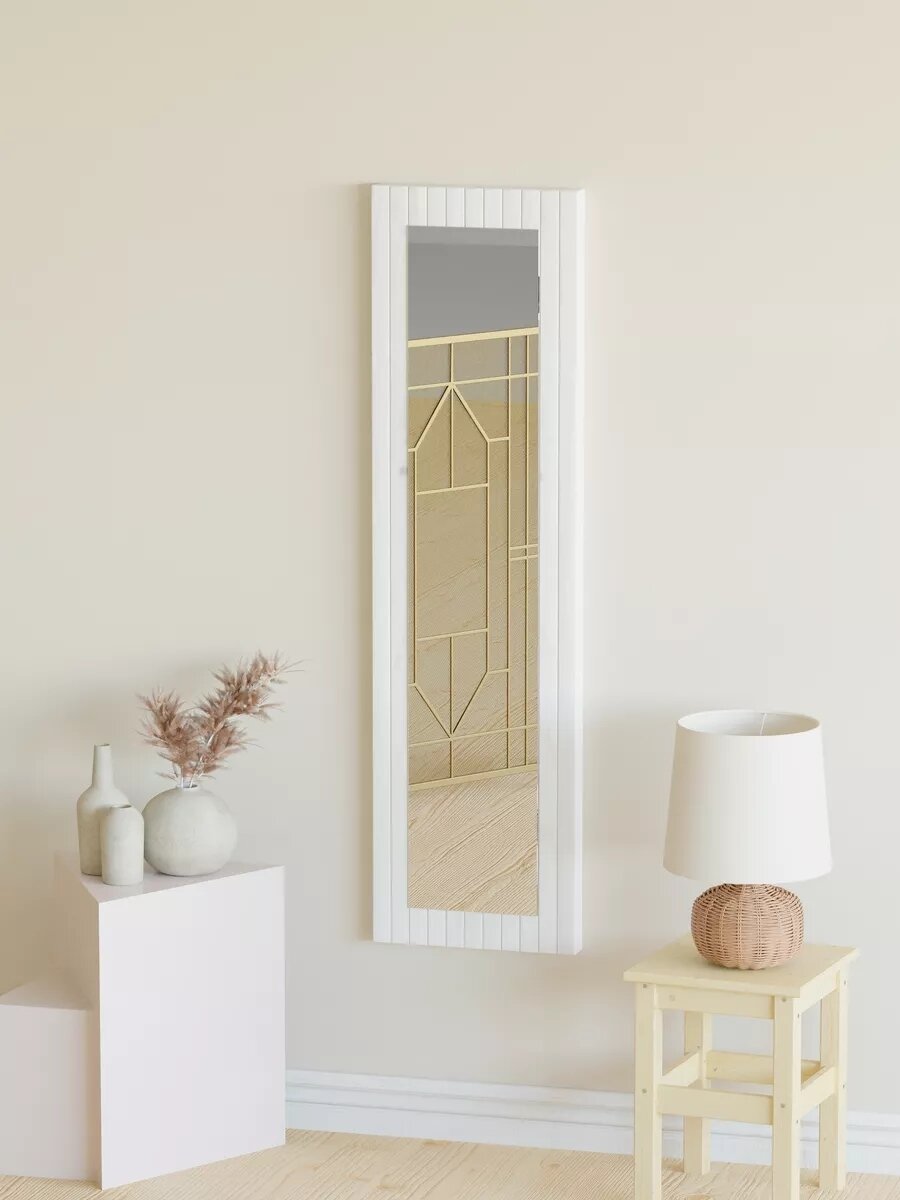 Зеркало настенное Пиафорте из массива сосны белый