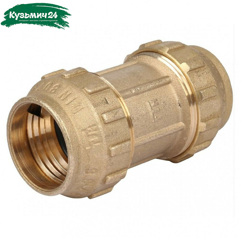 Муфта обжимная TDM 25-25 мм для труб ПНД прямая латунь