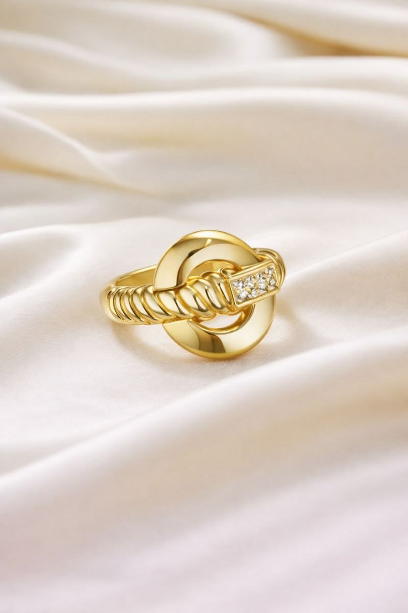 Кольцо плетеное, Swarovski Zirconia