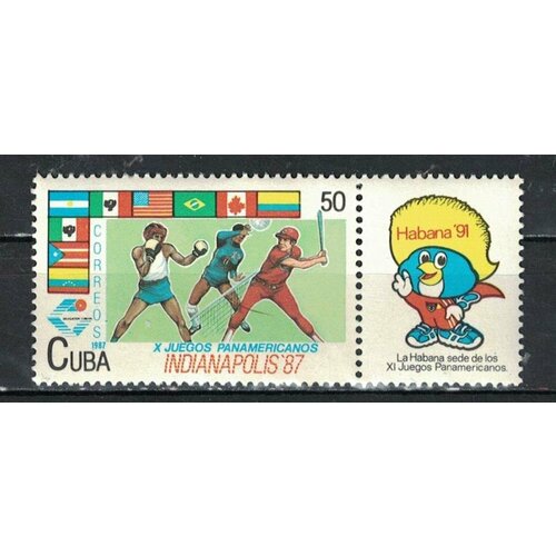Почтовые марки Куба 1987г. 10-е Панамериканские игры, Индианаполис Спорт, Бейсбол, Бокс MNH