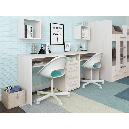 Письменный стол двойной Есэндвич Лаворо 180x60х75 см Анкор белый 19990₽