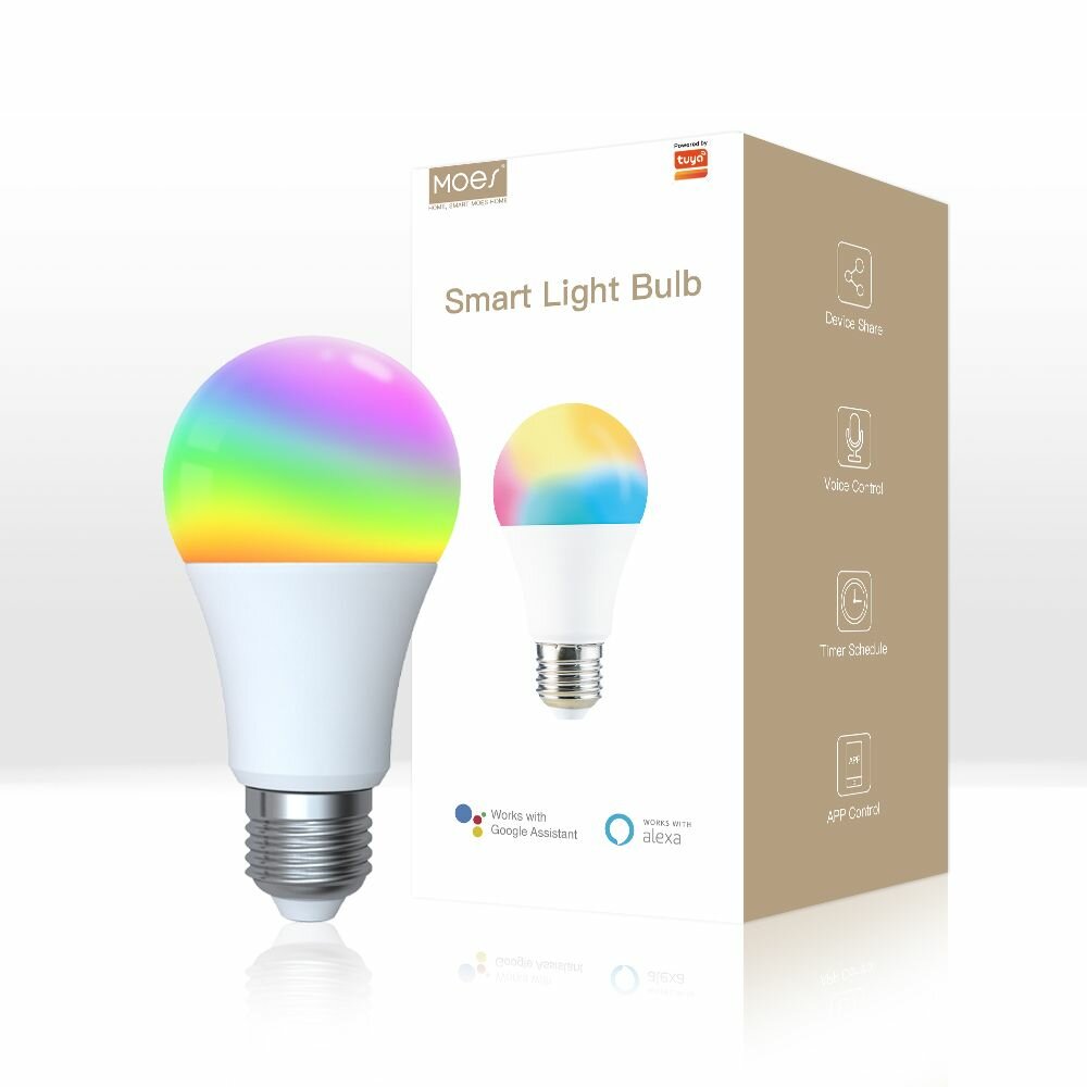 Светодиодная лампа MOES Smart LED Bulb WB-TDA9-RCW-E27 Wi-Fi, E27, 9 Вт, 806 Лм, холодный белый - фото №13