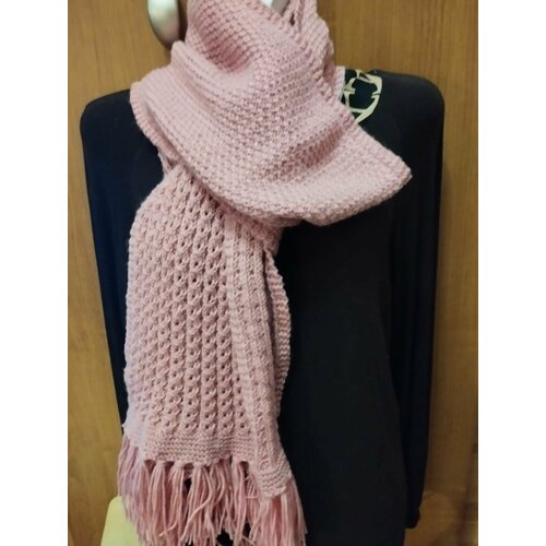 фото Шарф ,205х25 см, универсальный, розовый нет бренда