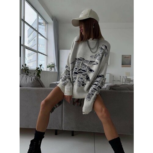 фото Свитер, размер 42/50, белый, черный орион2