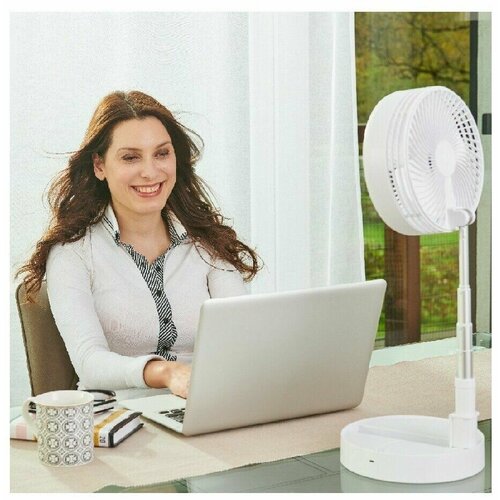 Беспроводной вентилятор Rovus белого цвета с регулируемой высотой мощный тихий портативный 312300₽