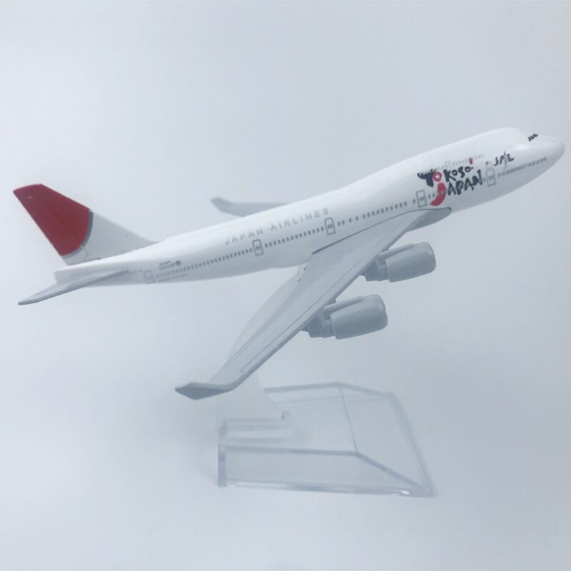Модель самолета 16 см, Boeing 747 "Japan Airlines, металл, на подставке