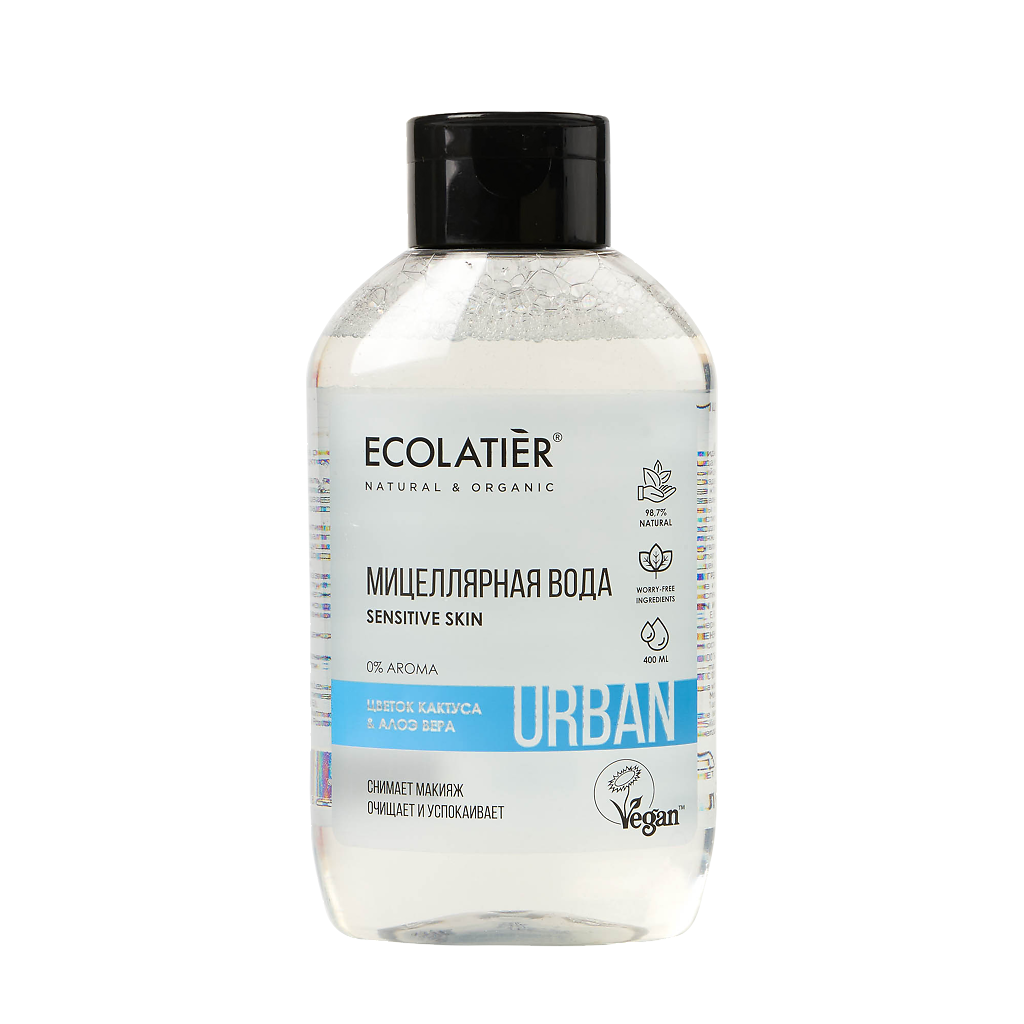 Ecolatier Urban Мицеллярная вода для снятия макияжа для чувствительной кожи цветок кактуса & алоэ вера 400 мл 1 шт