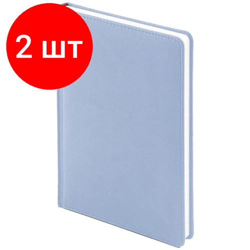 Комплект 2 штук, Ежедневник недатированный А5+, 136л, Velvet зефирный голубой 3-115/35