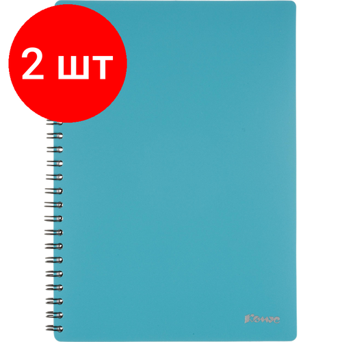 Комплект 2 штук, Бизнес-тетрадь Комус А5 60л, кл, обл. пластик, спираль, голубая Classic комплект 2 штук бизнес тетрадь комус а5 60л кл обл пластик спираль голубая classic