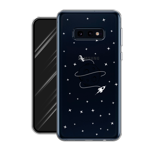 Силиконовый чехол на Samsung Galaxy S10E / Самсунг Галакси S10E Полет вокруг луны, прозрачный силиконовый чехол нежные розы акварель на samsung galaxy s10e самсунг галакси s10e