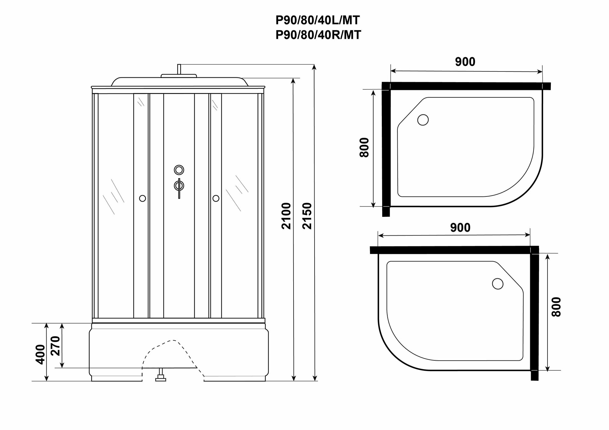 Душевая кабина Niagara Promo P90/80/40L/MT (900х800х2150)