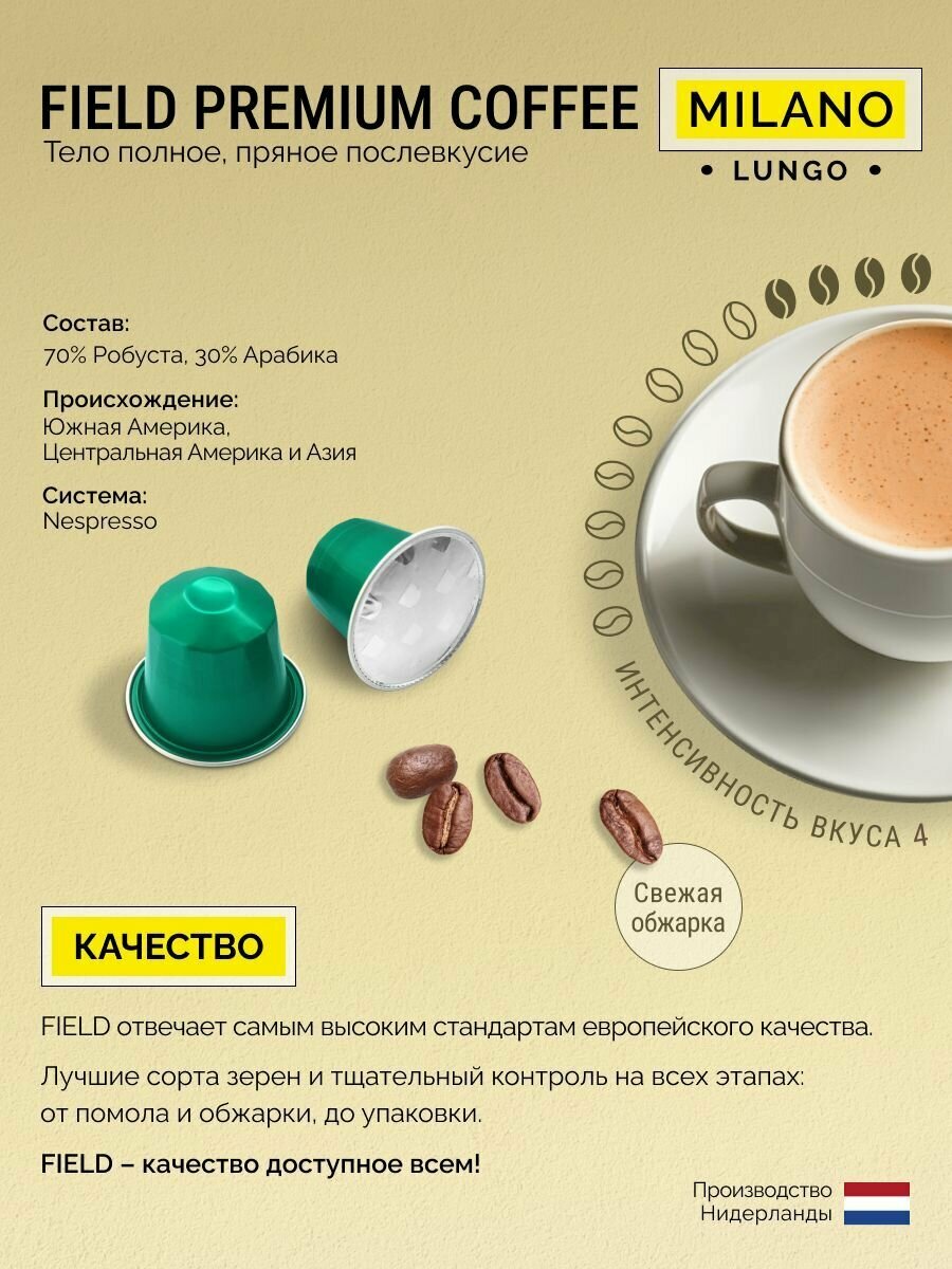 Кофе в капсулах Nespresso 80 шт алюминиевых капсул. Набор из 4 видов Field Premium Coffee (для системы Nespresso) — фото 1