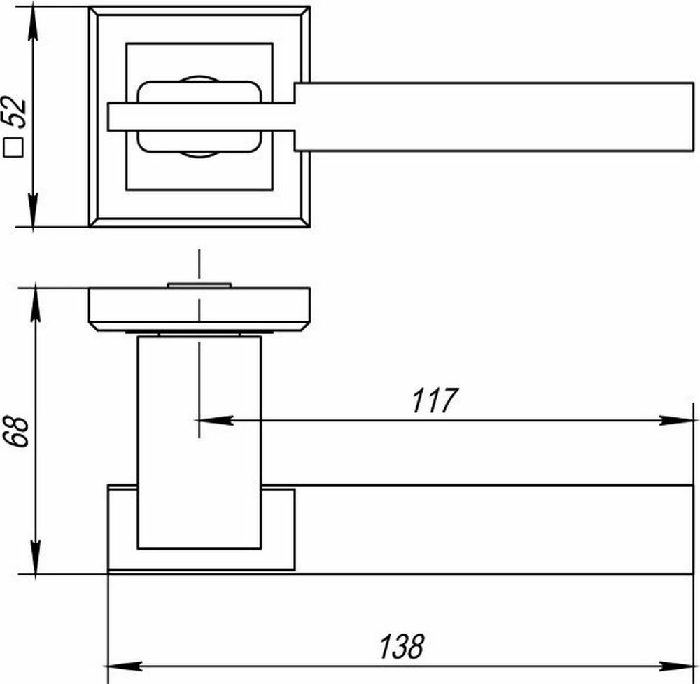 Ручка раздельная Punto K. QL52. CITY (CITY QL) SN/CP-3 матовый никель/хром