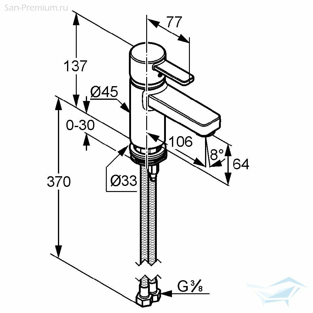 Zenta 382518675 Смеситель для умывальника (3/8", однозахватный, картридж) KLUDI - фото №14