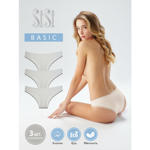 фото Трусы sisi, 3 шт., размер 50 (xl), бежевый