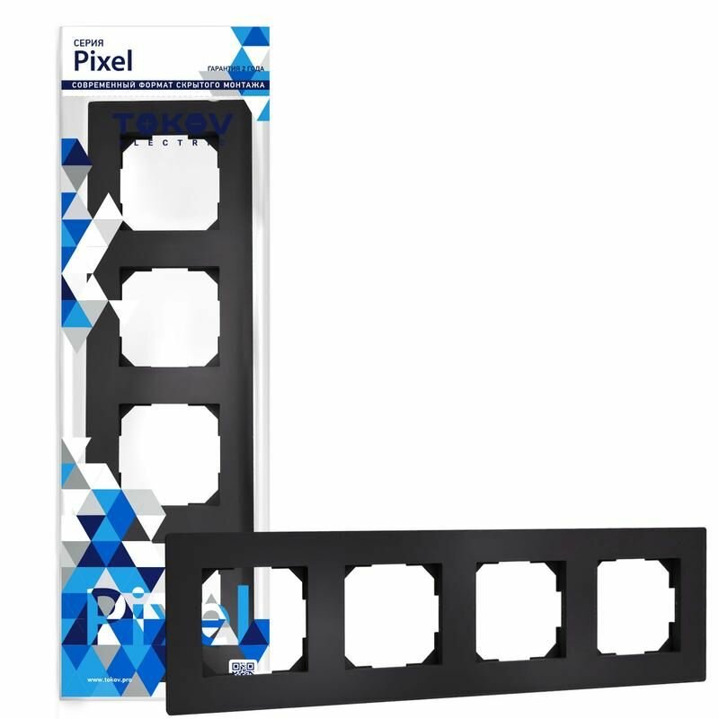 Рамка 4-м Pixel универс. карбон TOKOV ELECTRIC TKE-PX-RM4-C14 - фото №1