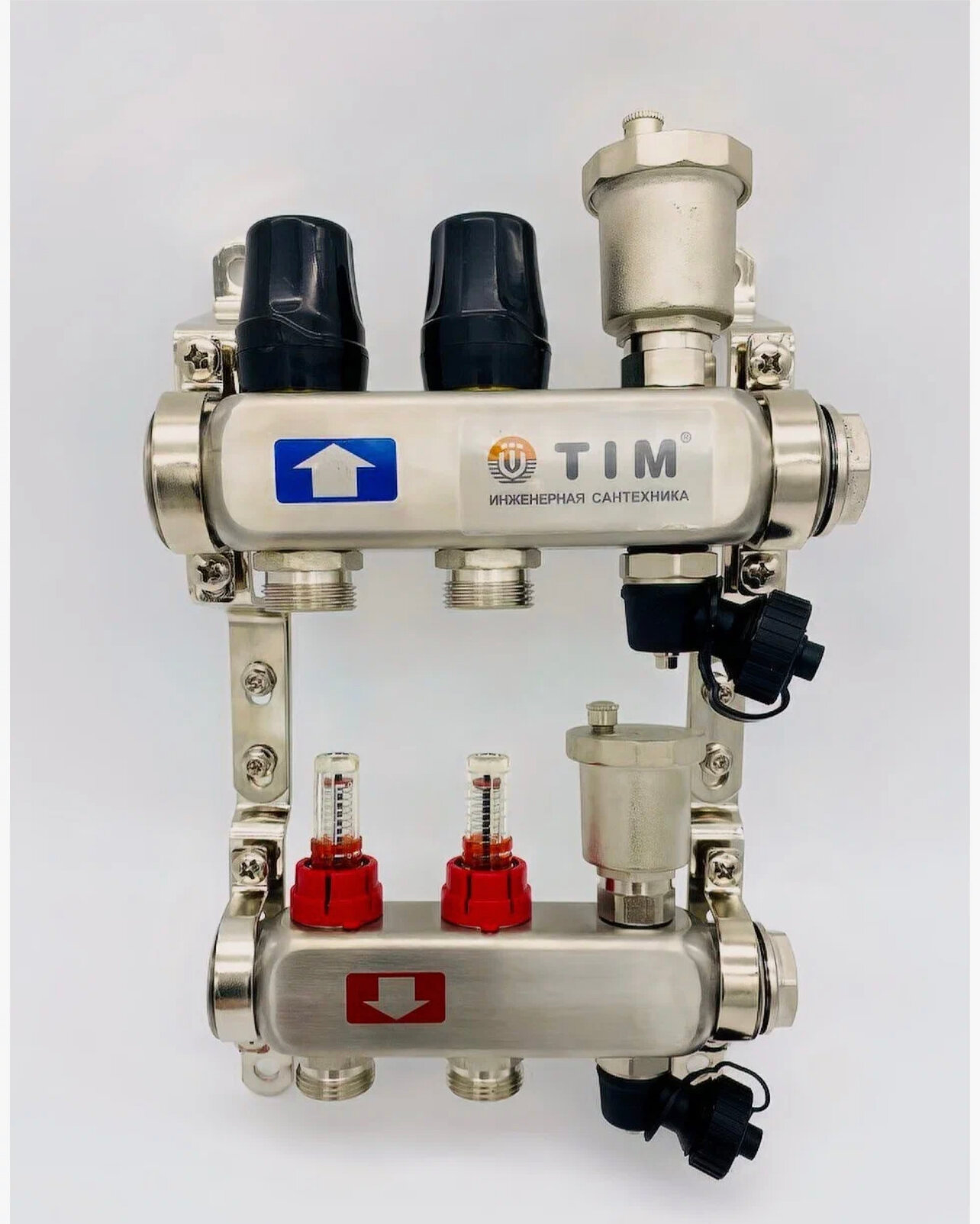Коллектор TIM на 2 выхода из нержавеющей стали с расходомерами