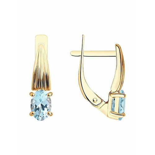 Серьги Dilight jewelry Золото красное, красное золото, 585 проба, топаз, голубой