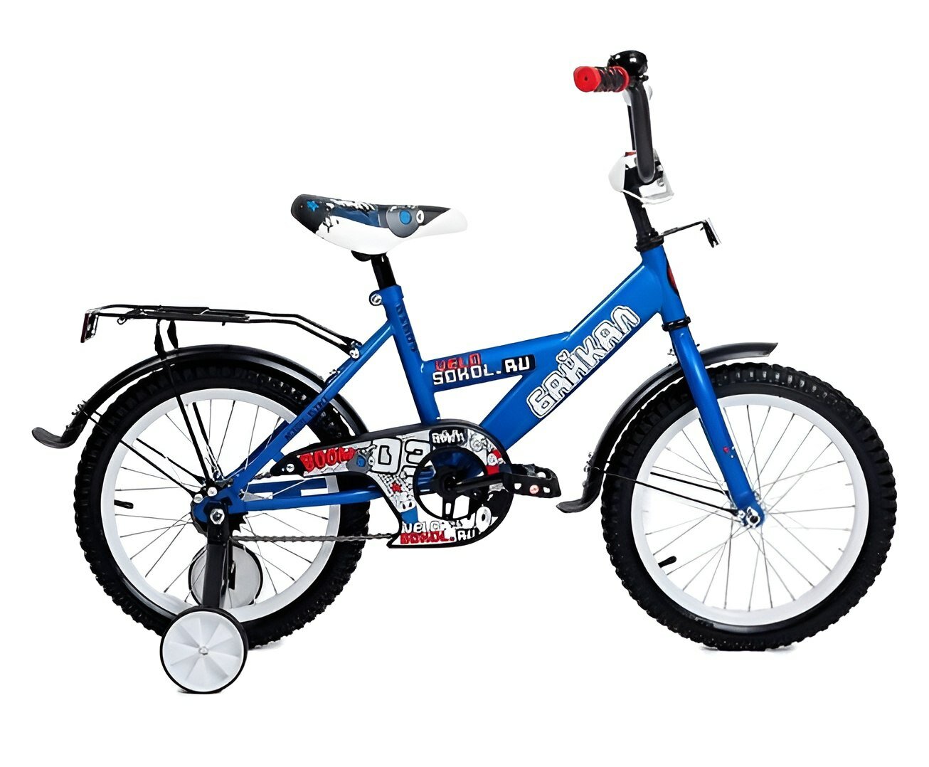 Велосипед детский 16" Байкал В1603, с боковыми колесами, синий