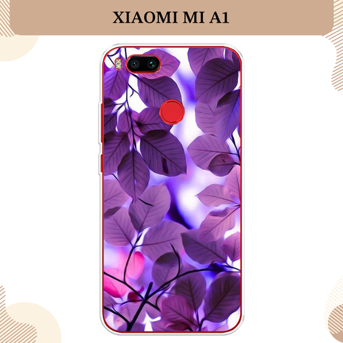 Силиконовый чехол Сиреневые листики на Xiaomi Mi A1/5X / Сяоми Mi A1/5X чехол пластиковый xiaomi mi 8 сиреневые листики