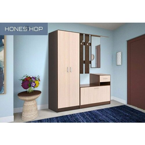 Прихожая Орнея ЛДСП корпус венге цава фасад дуб молочный 160х40х220 39562₽