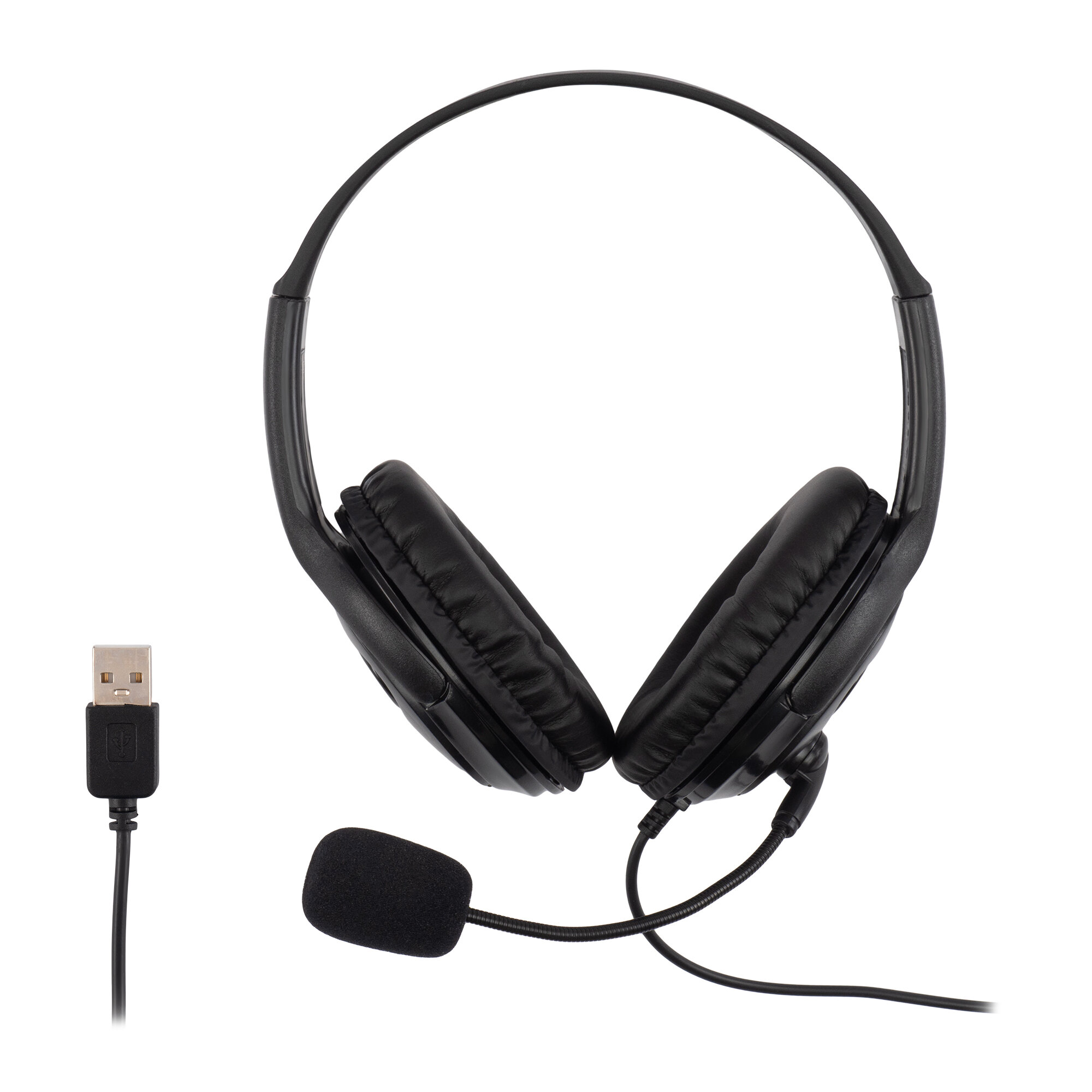 Наушники с микрофоном Оклик HS-M400 черный 1.8м накладные (1532019), 20Гц-20КГц, проводные, 2x3.5 мм, микрофон всенаправленный, крепление оголовье