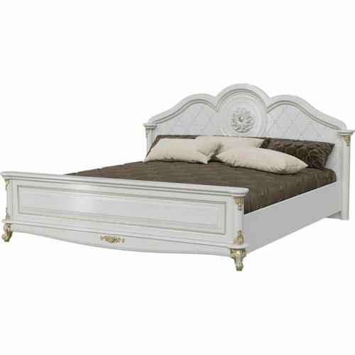 Кровать двуспальная велюр 160х200 см бежевый 30914₽