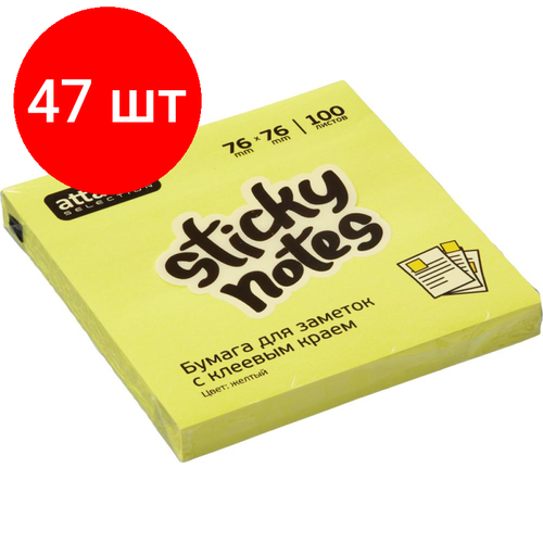 фото Комплект 47 штук, стикеры attache selection с клеев. краем 76х76, неон, желтый 100л