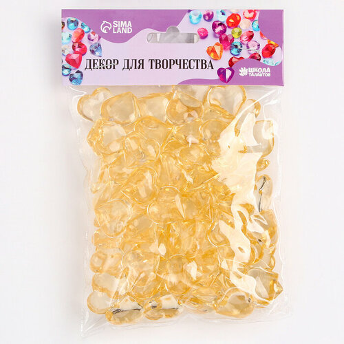 Сердечки пластиковые декоративные, набор 100 шт, размер 1 шт. — 2 × 2 см, цвет золотой